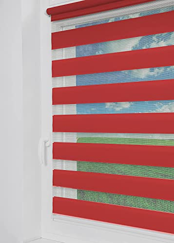 Tom'Shop® Doppelrollo DuoRollo [Rot, 40cm x 150cm] Duo Rollos für Fenster Klemmfix ohne Bohren mit Klämmträger Fensterabdeckung Fensterrollo leichte Montage