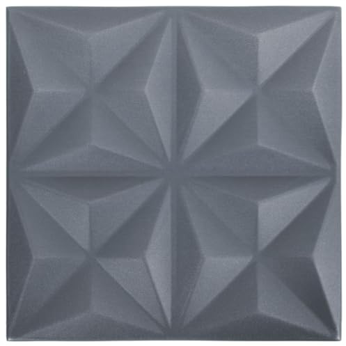 vidaXL 48x 3D Wandpaneel Wandpaneele Deckenpaneele Deckenplatten Platten Paneele Wandverkleidung Tapete Wanddekoration 50x50cm Origami Grau 12m²