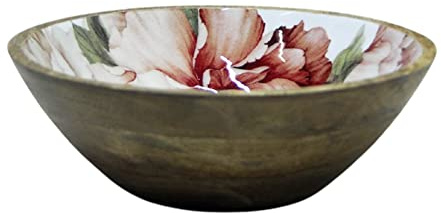 Van Deurs Bol de service en bois de manguier émaillé Design Blue Diamond Mangue Peony Olive Oil Rose Ø 24 x H 8 cm