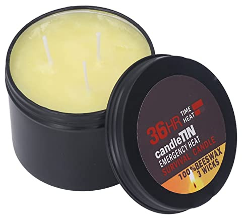 Vela de Emergencia de 3 Mechas de 36 Horas, Vela de Supervivencia de Larga Duración con Natural, Vela Perfumada de Cera de Abeja de Combustión Lenta para Emergencia, Camping, Senderismo