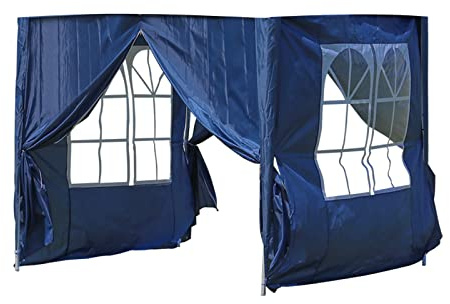 LEMROE Panneaux latéraux de rechange 2 x 2 m résistants à l'eau 210D avec fermetures éclair et fenêtres transparentes pour tonnelles de jardin (bleu)