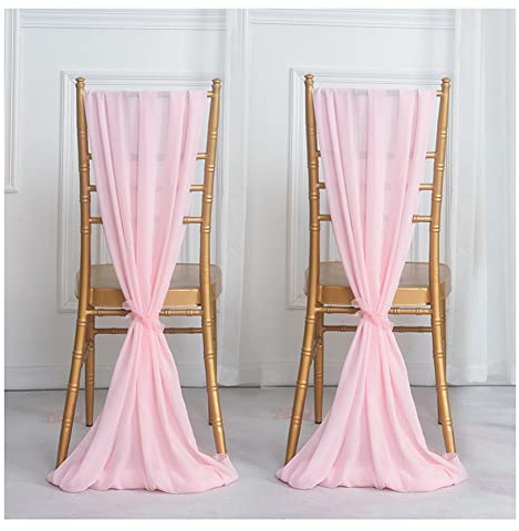 Yurosiay 2 Stück Hochzeit Stuhlhussen Stuhlschleifen Chiffon Romantisch Tüll Stuhlbezug Chiffon Stuhlschärpen Hochzeit Gangstuhl Deko Tüll Schleife Stuhl für Hochzeit Rosa 30X300Cm | Weich Fallender Chiffon Stuhlschleifen Band für Hochzeit, Trauung, Bankett & Party, 3 Breiten und 12 Farben zur Auswahl