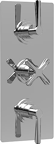 nuie CLL3023 Aztec Triple Concealed Thermostatic Shower Valve with Diverter-3 Outlets, 280mm, Chrome
