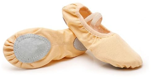 Rosefinch Dansskor för flickor Balettskor Elastisk duk med lädersula Dividid.23-42EU, Beige, 39 EU