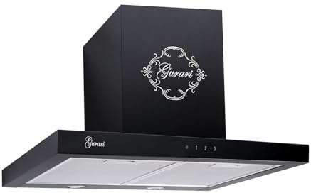 Gurari GCH F 462 BL 6 Hotte aspirante murale 60 cm Noir Hotte murale 1000 m³/h Moteur en mode évacuation ou recirculation, Touch Control ou télécommande, minuterie, lampes LED