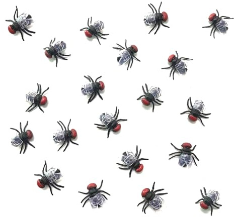 Rakiuty Plastik Fliegen Spielzeug,Plastikfliegen,Kunststoff Fliegen Spielzeug,Fake Flies Modell,Tricky Toy Horror Halloween Dekorationen für Halloween Party Narrentag Kinder,20 Stücke