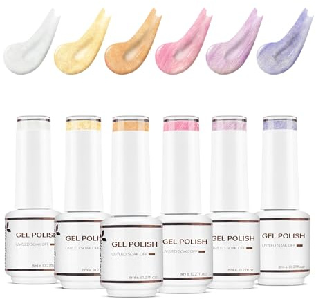 Nicedeco Nagellack Set Pearl 6 Pearlescent Colours UV Nagellack Schimmer Gel Pearl Effect Gel Nail Polish Set 6-39