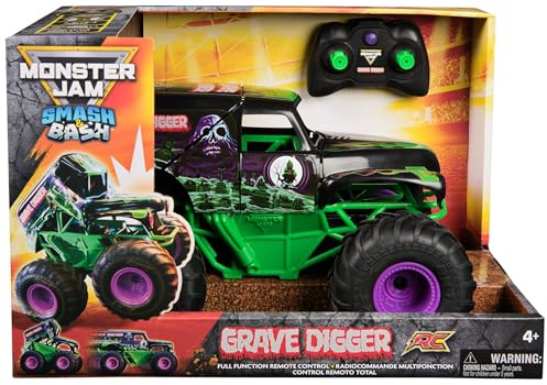 Monster Jam, Official Smash & Bash Grave Digger Remote Control Indoor & Outdoor Vehicle, 1:15 Scale Repairable Monster Truck, Kids Toys for Boy and Girls Age 4 and up