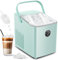 FOHERE Eiswürfelmaschine Klein, 14 kg 24 Stunden, Eiswürfel in 6 Minuten, 2 Größen von Bullet Ice, Selbstreinigende Ice Maker mit Griff, Eisschaufel u. Korb, Eiswürfelbereiter für Party, Büro, RV