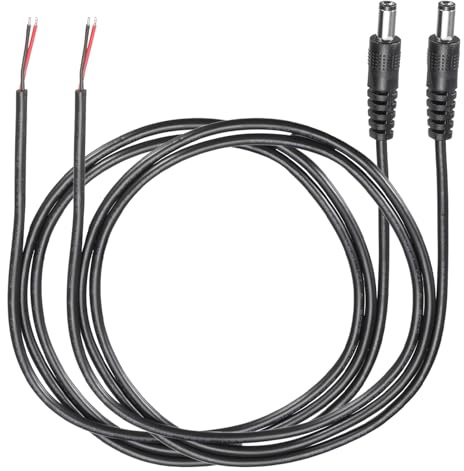 QUARKZMAN 2 stycken DC-strömsvinkabel, 5,5 mm x 2,5 mm hanrel-kontaktanslutning till blank trådände 100 cm för CCTV-kamera, DVR, LED-remsor