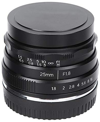 Qukaim 25 mm F1.8 E Mount Grande apertura Piccolo obiettivo grandangolare per A9 A7, obiettivo fotocamera per ritratti, design compatto, fotografia versatile
