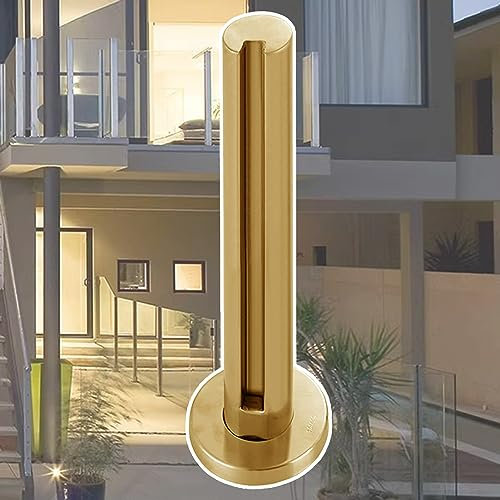 barandilla de cristal, Barandilla de vidrio for escaleras de acero inoxidable 304, abrazadera for columna de barandilla de vidrio for balcones de villas, fácil de instalar.(Gold end Post,60cm(23 5/8)