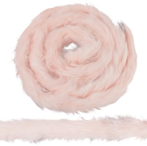 CABODYALS Cinta de Piel Sintética Rosa de 2 m, Suave Y Esponjosa, Tiras de Lana Artificial de Felpa, Tela Peluda, Cintas Navideñas Peludas para Hacer Accesorios de Ropa, Decoración para Fiestas En el