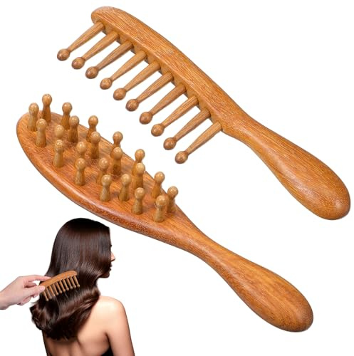 2PCS Loc Brush, Long Handle Hair Scalp Massager, Wooden Scalp Massager, Loc Brush for Dreads, Promotes Hair Growth, Relaxes The Mind and Body, and Relieves Stress.