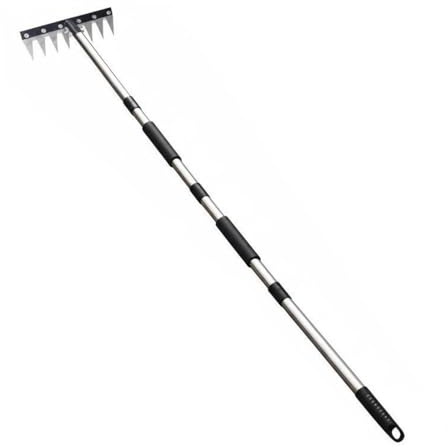 FytStycale Rastrello con Manico Smontabile Resistente Rastrello Sarchiatore in Acciaio Design Ergonomico Zappa a Manico Lungo per Giardino , 8 Teeth