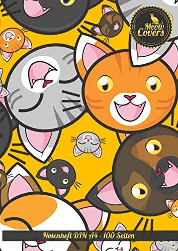 Meow Covers Notenheft DIN A4 - 100 Seiten: Perfekt fr das aufschreiben von Noten, Gitarre, Klavier, Fl”te, Oboe, Geige - perfekt fr den Musikunterricht