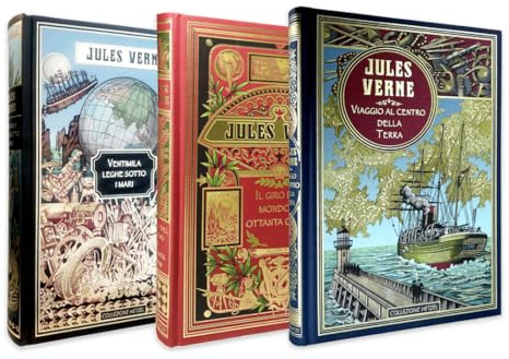 Collezione Jules Verne pack I. Contiene 3 libri: Viaggio al centro della terra, Il giro del mondo in 80 giorni, Ventimila leghe sotto i mari