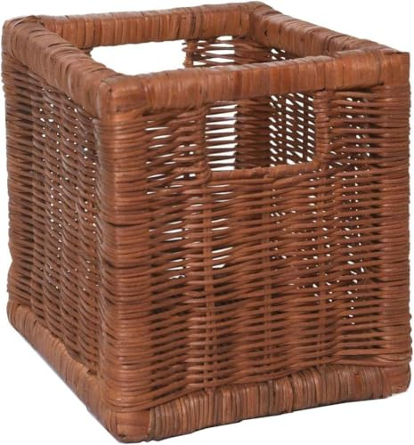 VIVANNO ATTRAKTIV Flechtkorb Regalkorb aus 100% natürlichem Rattan, Braun, 26x23x26cm, Stabil für Schrank & Regal