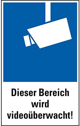 LEMAX® Kombischild Dieser Bereich wird videoüberwacht! Symbol gemäß DIN 33450, PVC 200x300mm (Videoüberwachung, Überwachungskamera) praxisbewährt, wetterfest