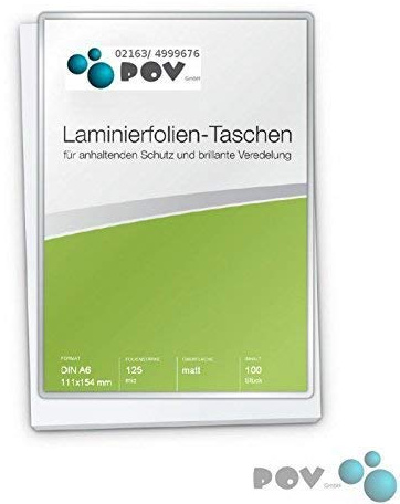POV® Laminierfolien A6 (111 x 154 mm), 2 x 125 mic, matt, Verpackungseinheit: 100 Stück