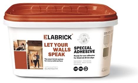 Adesivo per mattoni Elabrick, 5kg, pronto all'uso, colla monocomponente in pasta, Bianco, Copre 2m², adatto sia per uso indoor che outdoor, fai da te, ristrutturazione casa, vernici.