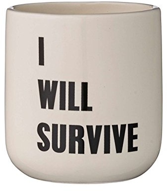 Bloomingville Blumentopf I Will Survive, Creme/schwarz Ø9,5xH10,5cm