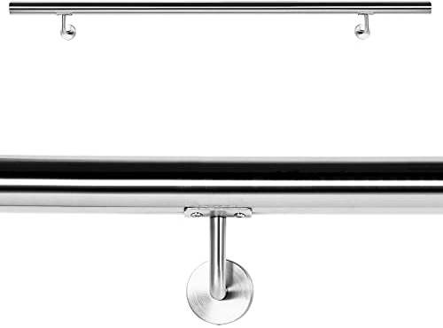 Wiltec Corrimano scale 150 cm in acciaio inox V2A, ringhiera scala, passamano scala con montaggio a parete