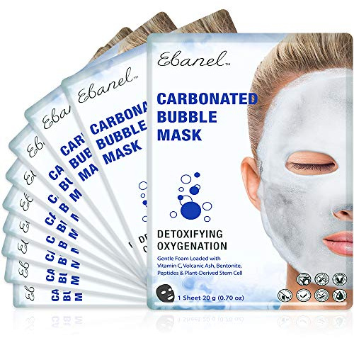 Ebanel 10 Pack Carbonated Bubble Clay Mask, Deep Cleansing Face Mask, Volcanic Ash and Bentonite Clay Masks with Collagen Peptides, Vitamin C, Hyaluronic Acid, Niacinamide
