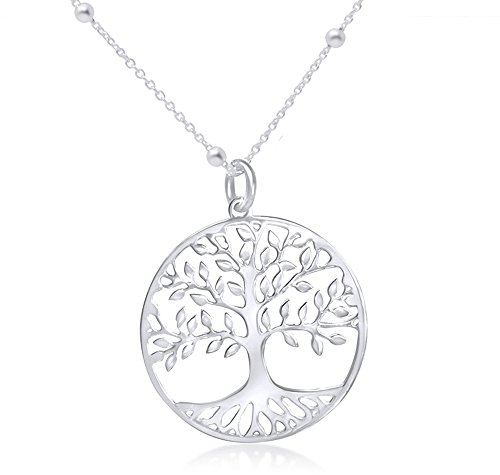 WANDA PLATA Argent 925 Collier Arbre de Vie pour Femme Pendentif avec chaîne dans une boîte cadeau (40 + 5 cm) (ARGENT 925)