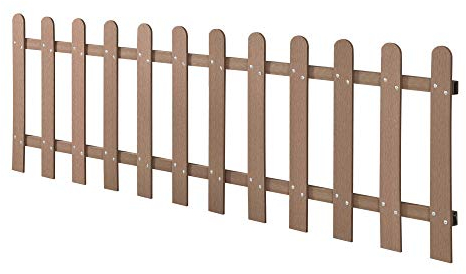 NEU.HOLZ Steccato per Giardino Recinzione a 12 Doghe Verticali in WPC Staccionata in Legno Composito 200 x 60 cm per Orto Aiuola - Marrone