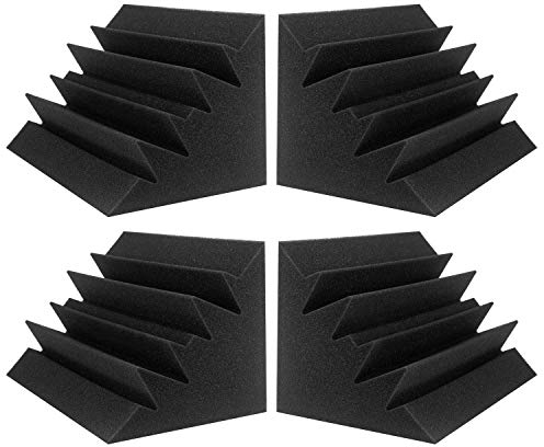 JBER Lot de 4 pièges à basses acoustiques en mousse pour studio - 30,5 x 17,8 x 17,8 cm - Panneaux muraux insonorisants - Finition bloc d'angle pour studios, maison et cinéma