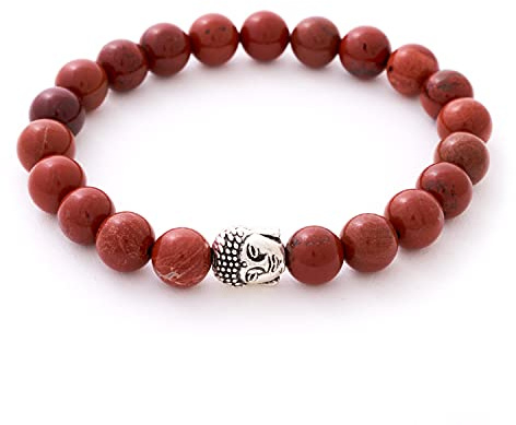 BERGERLIN Buddha Armband Damen Herren, Naturstein Edelstein, 8mm | Buddha Armband 8mm mit silbernem Charm: Edelstein Armband Damen & Herren, echt – vom deutschen Prüflabor bestätigt.
