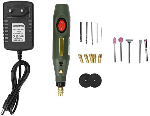 Jeu de Perceuses à Vitesse Variable, 19pcs Outil Rotatif Multifonction Manuel Set Grinder Electrique pour la Gravure sur Pierre en Acier Inoxydable(EU Plug 110-240V)