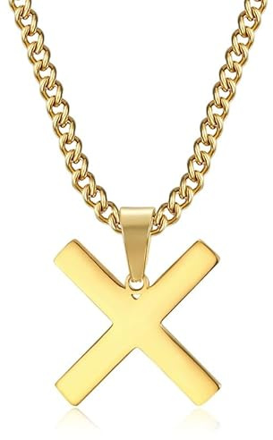 BOBIJOO JEWELRY - Pendentif Collier Croix de Saint André en X Décussée Sautoir Plaqué Doré Or Acier INOX 316L Chaîne