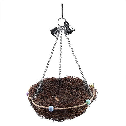 HEEPDD Vogelnest Spielzeug, handgewebtes Stroh Vogelnest Papageienkäfig Hängendes Schaukelspielzeug Vögel Zucht Brutnest Gemütliche Ruhestätte(27 x 12cm)