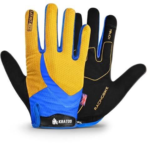 Kratos Radfahrenhandschuhe volle Finger Mountainbike Handschuhe Gel Gepolsterte Touchscreen MTB Racing Fahrrad BMX für Kinder Männer Frauen