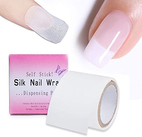 Luvadeyo 3 Rollen Selbstklebende Seiden-Nagelwickel Stärken Nagel Schutz für UV Gel Acrylic Nails Silk Wrap Nail Art Tool Nail Bands Selbstklebend Faserverstärktes Seiden-Wickel