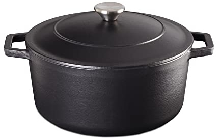 Mellerware - Casseruola in ghisa Cuking! Heavy 26cm 5,3L | Pentola per tutti i tipi di cucine: in ceramica, gas, forno, elettrico e a induzione | Antiaderente | Coperchio | Senza PFOA e PTFE | Nera