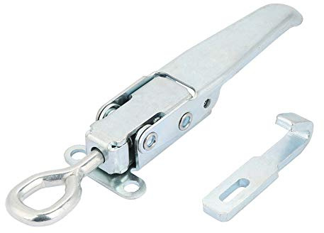 Kadimendium Metal Buckle Lock Fastener Latch Catch Lock Lockable Truck Trailer Body Clamp Hasp Silver Iron