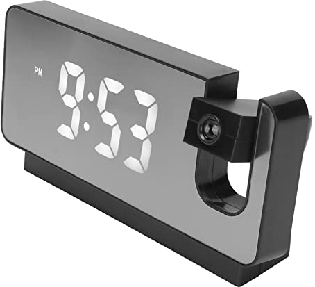 Reloj Despertador de Proyección para Dormitorio, Proyector de 180°, Reloj Despertador Digital con Pantalla LED Grande, Reloj Digital HD LED, Reloj Despertador con Fecha y Hora, Rel (Negro)