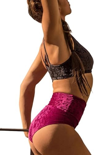 Dragonfly Velluto Pole Shorts Betty | Pole Wear | Pole Dancing Abbigliamento | Pole Dance Outfit | Pole Fitness Abbigliamento Ruby Velvet S
