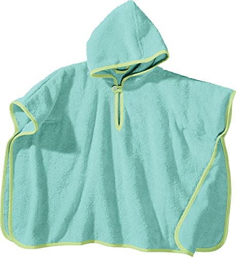 Erwin Müller Kinder-Poncho mit Kapuze Frottier Mint Größe 50x70 cm - saugstark, hautfreundlich, langlebig, mit Knopfverschluss am Ausschnitt, 100% Baumwolle