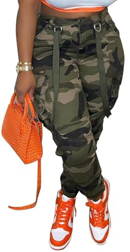 Seltaon Casual Camo Cargo Pants for Women Fall Camouflage Army Fatigue Jogger Sweatpants Trousers Plus Size