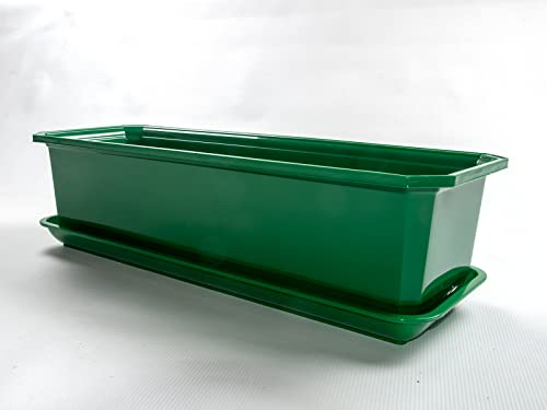 TOP TOOLS 70 cm Blumenkasten mit Untersetzer Balkonkasten Pflanzkasten (Grün)