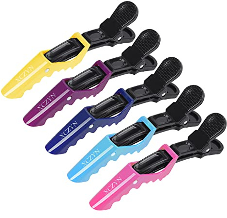XCZYN 5 Pcs Professional Salon pinces à cheveux coiffure femmes épingles à cheveux sectionner Durable plastique Alligator Barrettes coiffure facile cheveux épais ou fins (5 Pcs, Couleur colorée)