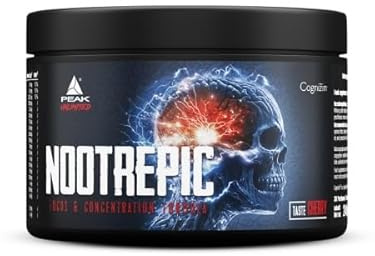 PEAK NootrEpic - 240g Geschmack Cherry I 30 Portionen I Pulver I Performance-Booster I koffeinfrei I mit Cognizin Citicolin I Panax Ginseng I Bacopa Monnieri I Ginkgo Biloba I Biohacking