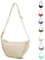 LOCCY Damen Halbmond Crossbody Schultertasche, Hobo Halfmoon Bag Einfarbige Nylon Crossbody Bag Damen Halbmond Schultertasche mit verstellbarer Schultergurt für Frauen Mädchen(Beige)