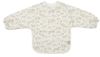 Jollein 029-869-67043 wasserdichtes Lätzchen mit Ärmeln Animals olive