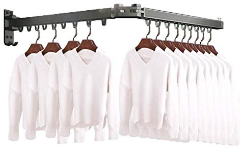 Wäscheständer für zu Hause, zum Waschen von Kleidung, drinnen und draußen, Wäscheständer, zusammenklappbar, ausziehbar, Wandtrockner, Stabiler Badezimmer-Handtuch-Lappen-Aufhänger (Farbe: Silber) The
