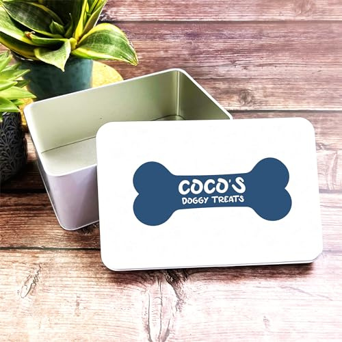 Blue Dog Bone Doggy Personalised Rectangle Dog Biscuit Treat Tin Personalised Gift | Custom Gift | Personalized Tin | Personalised Tins | Gift For Her | Gift For Him